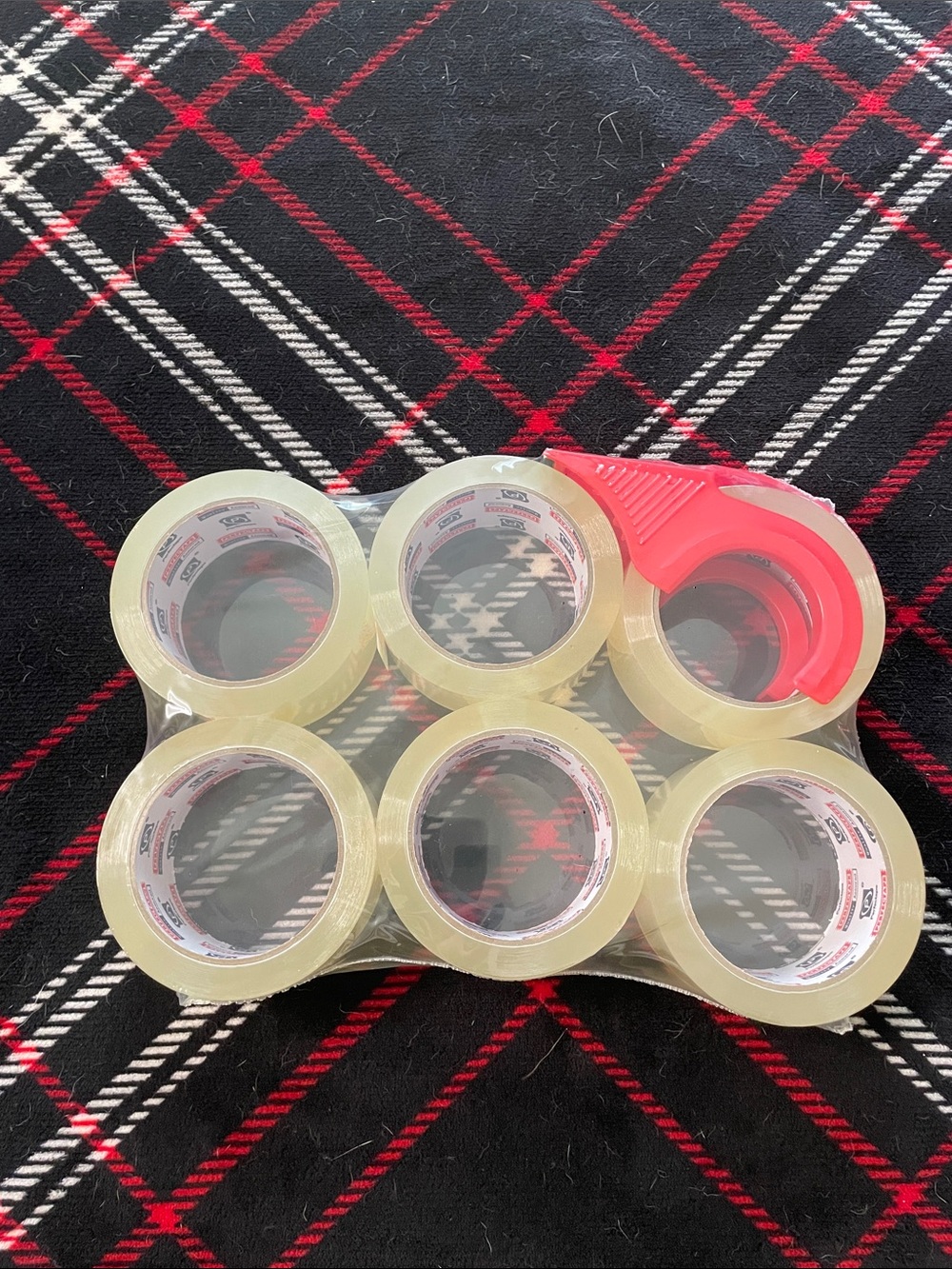 Clear Packing Tape 6-Pack with Red Dispenser